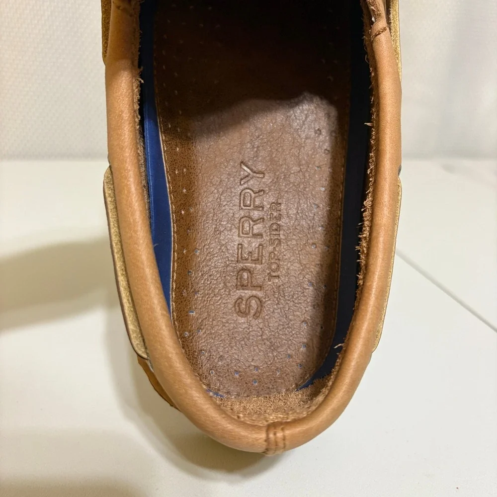 Sperry Mens Gold Cup Boat Shoes 11W Tan Leather Authentic Original Top-Sider